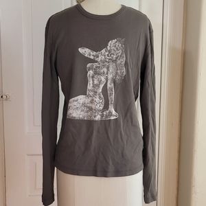 Size M Men's Hugo Boss Distressed Pinup Girl Long Sleeve Cotton Crew neck T